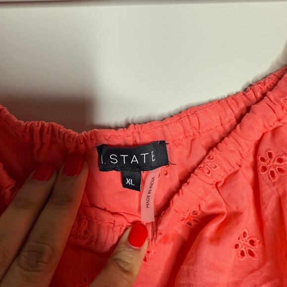 1 State Womens Top XL Pink Sleeveless Flutter Summer Boho Peasant Coastal Floral - Picture 3 of 5